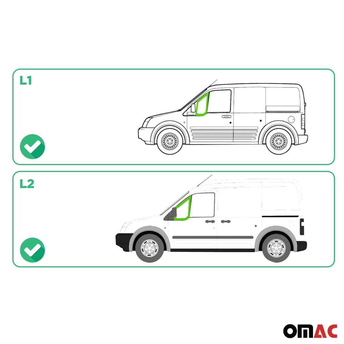 Ford Transit Connect Front Quarter Glass - Front Left - Omac - Cab - Green - '10-'13